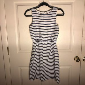 Size 0 white & blue striped sleeveless dress
